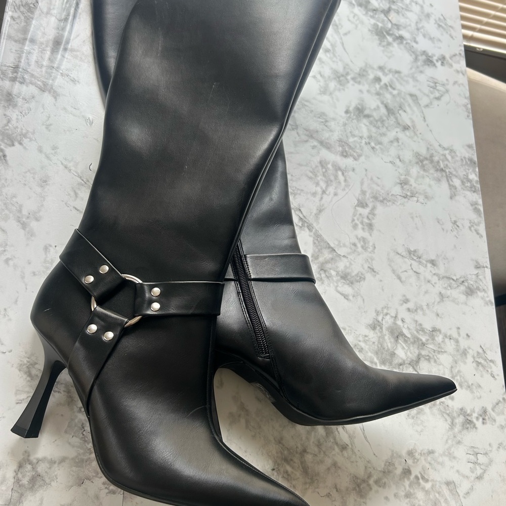 Forever 21 Black Ankle Booties with Harness Detail